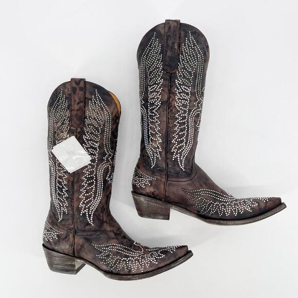 NWOB Old Gringo Brown Swarovski Crystal Eagle Western Cowgirl Boot size 7.5 - Picture 3 of 12